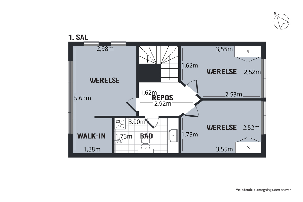 Familievenligt 4-værelses rækkehus i 2 plan på Marshalls Alle 14