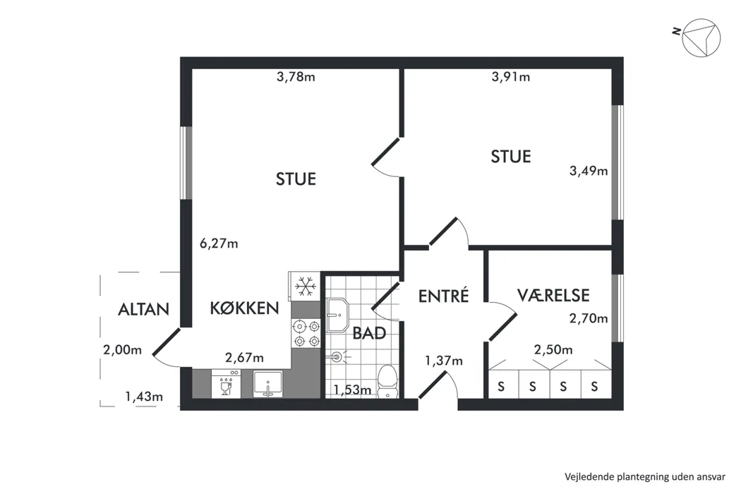 Dejlig 3-værelses lejlighed placeret i midtbyen 11