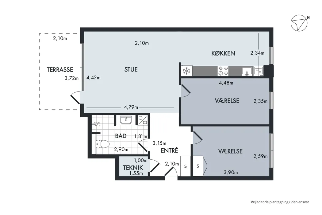 Stor, moderne 3-værelses lejlighed i Aalborg Centrum 12