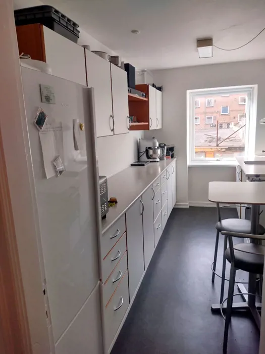 Høj stue lejligheden med altan i Øgadekvarteret 3